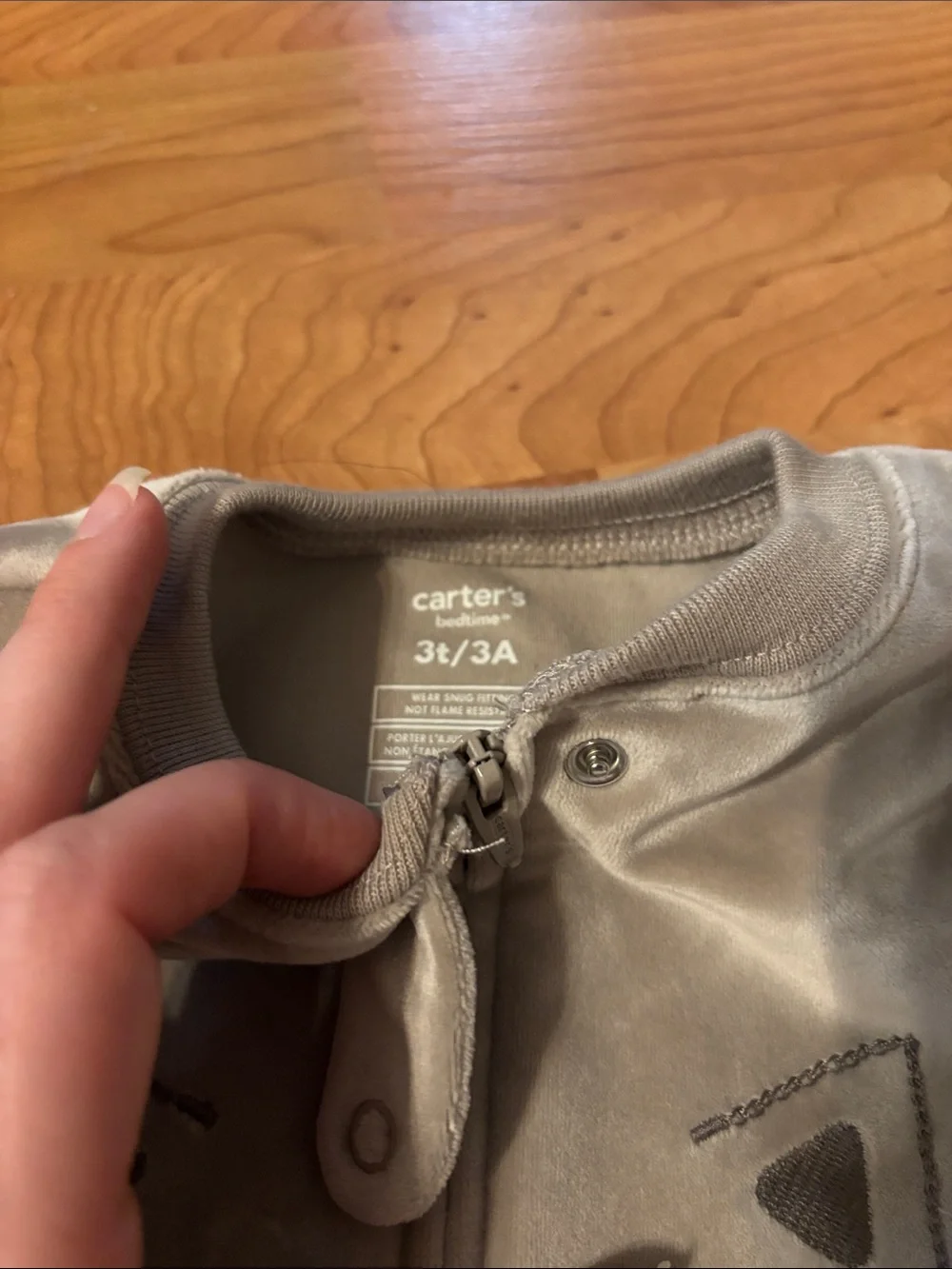 Carter's Grey Raccoon Fleece One-Piece Footed Pajamas